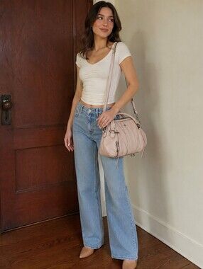 orYANY Trina Italian Pebbled Lamb Leather Satchel Handbag/Shoulderbag Blush Pink